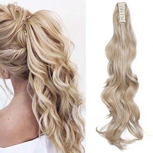 SEGO Postiche Queue de Cheval Blonde - Queue de Cheval Boucl&eacute; - Fausse Queue de Cheval Ondul&eacute; - Queue de Cheval Extension Ponytail Attach&eacute; Par Pince - 60 CM Blond Fonc&eacute; M&egrave;che Blond Blanchi (Lenka Fashion Mode, neuf)