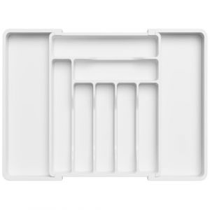 Lifewit Range Couverts pour Tiroir, Rangement Couvert Extensible et Ajustable pour Tiroir de Cuisine, Support de Rangement en Plastique pour Cuill&egrave;res, Fourchettes, Couteaux, Grand, Blanc (Lifewit Home FR, neuf)