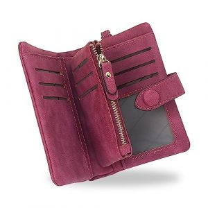 conisy Portefeuille Femme RFID Blocage,Grande Capacité Petite Porte Monnaie en Cuir Chic Court Bourse pour Les Dames (Fuchsia) (conisy, neuf)