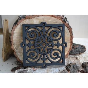 Euro SEZAM Grille d'aération en fonte, 20,50 x 1 x 20,50 cm, pour poêles en faïence, fours à bois et cheminées, grille d'air pour four, grille d'aération (noir) (euro-sezam, neuf)