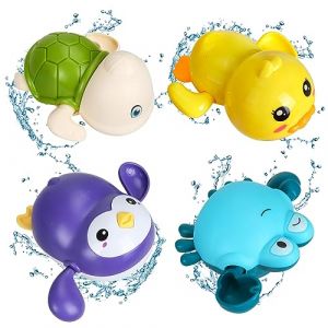 4 Pi&egrave;ces Jouet Bain B&eacute;b&eacute;, Animaux Jouets Flottants, Jeux de Bain &agrave; Remonter Tortue Canard Crabe Pingouin, Salle de Bain Jouets, Jeux de Bain pour Bebe Enfant 1 2 3 Ans, Jouets de Douche Filles Gar&ccedil;ons (Barrycome, neuf)