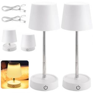YOUYIKE Lot de 2 lampes de table LED rechargeables par USB - Lampe de table télescopique tactile à intensité variable - Lampe de chevet pour table de chevet, chambre à coucher, salon (A) (Yanniler-EU, neuf)