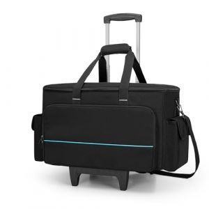 HODRANT Sac à roulettes pour Câbles DJ avec Chariot Amovible et Séparateur, Sac de Transport Rembourré de Grande Capacité avec Plusieurs Poches pour Ordinateur Portable 15,6", équipement DJ (Samdew EU, neuf)
