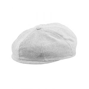 mintgreen Casquette Gavroche Enfant, Bébés Garçons Chevrons Tweed Plate Chapeau Baker Boy, Gris Clair, 6-8 Ans (A&J DESIGN, neuf)