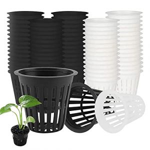 WZYTEU 60 Pcs Panier Hydroponique, Réutilisable Panier Hydroponie pour Culture Hydroponique Aéroponique Plantation de Fleurs Jardinage (Noir & Blanc) (WZYTEU, neuf)