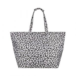 Huiguli Sacs de Plage Femmes XXL, Grand Sac De Bain avec Fermeture Éclair, Pliable Beach Bag Imperméable, Multi-Poches Cabas de Plage pour Piscine, Voyage, Shopping, Gym (Léopard) (HUIGULI, neuf)