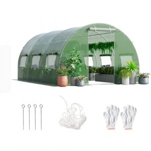 RELAX4LIFE Serre de Jardin 12m², Serre Tunnel de Jardin 4x3x2M avec Cadre en Acier Galvanisé, 2 Portes et 8 Fenêtres Enroulables, Housse PE pour Légumes, Fruits, Fleurs, Idéale pour Toutes Saisons (RELAX4LIFE, neuf)