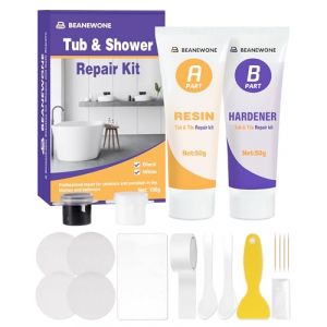 Beanewone Kit Réparation Baignoire Acrylique Blanc, Kit Réparation Email Baignoire pour Réparer les Ébréchures, Bosses, les Entailles et les Fissures Dans les Appareils en Céramique (Noir et Blanc) (BEANEW-FR, neuf)