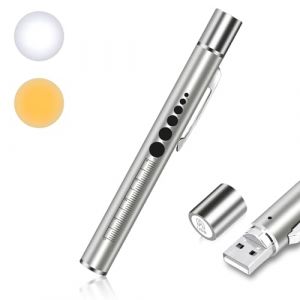 flintronic Stylo Infirmiere, Rechargeable LED Stylo Lumière Médicale, Lumière Chaude et Blanche, Stylo Lampe Médicale, Lampe Diagnostic avec Jauge de Pupille et Clip pour Infirmières Médecins EMT (XJYEU, neuf)