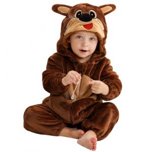 HAHASHOW B&eacute;B&eacute; d'hiver Grenouill&egrave;res Combinaison, Unisexe Animal Barboteuses Manteau &agrave; Capuche, Enfants Flanelle Pyjama Jumpsuit pour Gar&ccedil;on et Fille 18-24 Mois, Kangourou (BabyHome Supply, neuf)