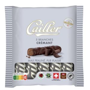 Cailler Branches Cr&eacute;mant, Chocolat Noir avec Pralin&eacute;, 5 Branches de 23g, Pack de 115g, Plaisir Pur (TL Service, neuf)