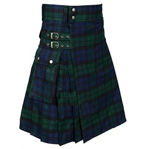 G&eacute;n&eacute;rique Kilt Ecossais Homme Steampunk Traditionnelle M&eacute;di&eacute;vale &Eacute;cosse Jupe Pliss&eacute;e Utilitaire Tartan Traditionnel des Highlands Jupe &Agrave; Carreaux avec Poches Kilt &Eacute;cossais (Fhuuly, neuf)