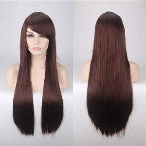 80CM 31 `` Perruques Cosplay Faux Cheveux Synthétiques Résistants À La Chaleur Noir Bleu Marron Blonde Russe Perruques Droites Brésiliennes + Casquette Perruques Une Taille Longue Perruque Droite 4 (good stuff A, neuf)