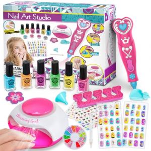 Dkinghome kids Nail Art Kit for Girls,Nail Set Girls Toys Nail Varnish Sets Girls Gifts for Girls Birthday Presents Gifts for 6 7 8 9 10 11 12 year olds Girls (Dkinghome, neuf)