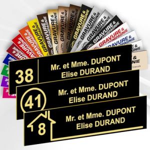 Plaque Boite Aux Lettres Adhésive PVC Avec Numéro – Plaque Gravée À Personnaliser 10 x 2,5 cm – 20 Couleurs Disponibles (Noir texte Jaune) (GRAVURE ET COMPAGNIE, neuf)