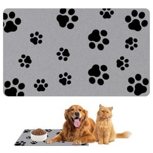 Tapis Chat Gamelle Absorbante, 30x50 cm Tapis de Gamelle pour Chien et Chat, Séchage Rapide, Tapis Gamelle Chien Absorbant et Antidérapant, Tapis de Nourriture pour Animaux pour Maison, Bureau (dejianzhuangshi, neuf)