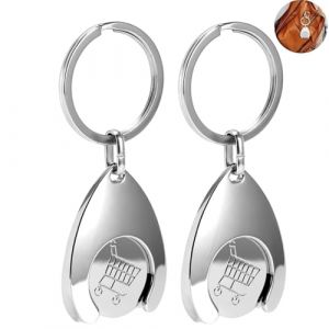 BOBOZHONG Jeton de Caddie, 2 Pièces Porte-clés pour Jeton de Caddie Porte Clé Jeton Caddie en Métal avec Monnaie Amovible Mini Porte-Clés en Alliage d'aluminium Jeton Chariot pour Les Caddies (DUJUANHONG, neuf)