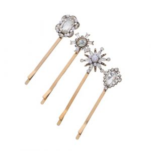 Hemobllo 4 Pi&egrave;ces Barrettes Vintage avec Strass et Perles Faux &Eacute;pingle &agrave; Cheveux M&eacute;tallique L&eacute;g&egrave;re et Solide Accessoires Lat&eacute;raux Fran&ccedil;ais pour F&ecirc;te et Usage Quotidien (Leopolerd, neuf)