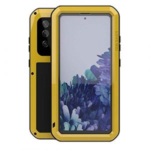 LOVE MEI Coque pour Samsung Galaxy S20 FE 5G, Outdoor Sports Heavy Duty M&eacute;tal Blind&eacute; Coque &Eacute;tanche Antichoc Anti-poussi&egrave;re Full Body Protection Case avec Verre tremp&eacute; pour Galaxy S20 FE 5G (Jaune) (Yeon store, neuf)