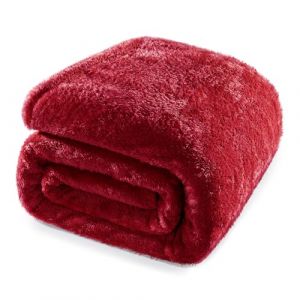 Whale Flotilla Couverture Polaire Chaude en Microfibre, Jet&eacute; de Canap&eacute;, Couverture Super Douce et Douillette en Peluche, 230 X 270 cm, Rouge (Whale Flotilla FR, neuf)