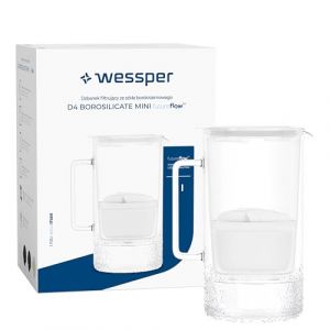 Wessper Carafe filtrante en verre 2L, sans BPA Carafe &agrave; eau avec compteur de filtre intelligent, Pichet avec cartouche filtrante au charbon actif et anti-calcaire - Blanc (agdmaster, neuf)