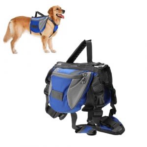 Dog Saddle Bag, Dog Camping Saddle Bag Sac À Dos De Randonnée Réglable pour Chien avec Poches Réfléchissantes, Gilet De Contrepoids pour Chien De Petite Et Moyenne Taille (L) (Chophin-EU, neuf)