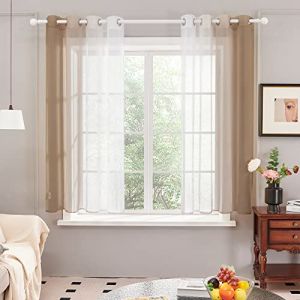 Deconovo Lot de 2 Rideaux Voilages, Décoration Rideau à Oeillets, Brun, 140×175 CM, Dégradé de Couleur pour Chambre Enfant Fille Salon Maison Fenêtre Balcon (Deconovo-Home, neuf)