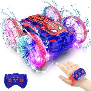 Spider Voiture Télécommandée Amphibie avec Commande Manuelle, RC Stunt Offroad Car Tout Terrain Jouet Enfant Garçon 6 7 8 9-12 Ans Cadeau Anniversaire Jeux Extérieur Bateau Radiocommandé Téléguidée (iLja, neuf)