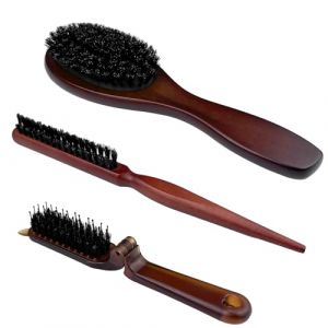 Crihovy 3 Pièces Brosse Cheveux, Brosse Poils Sanglier, Brosses à Cheveux, Brosse a Barbe Homme, Brosse à Chignon, Brosse Plaquante Cheveux pour Cheveux Longs, Bouclés, Secs Ou Abîmés (Marron) (CRISTEA STORE S.R.L., neuf)