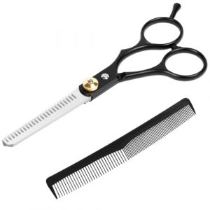 LOPHE Ciseaux à Effiler de Coiffeur,Ciseaux à effiler les Dents en Alliage de Zinc pour Salon de Coiffure avec Peigne de Coiffure,pour Homme et Femme Universels,Noir (Botoo, neuf)
