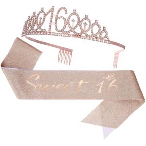 Beaupretty 1 Ensemble Couronne et Sash Anniversaire Rose Doré Accessoires de Fête pour Décorations de Ans Ajustable et Sash pour Célébrations Festives (kiLIHK, neuf)