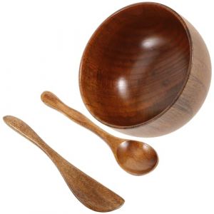 VINTORKY Bol &agrave; Masque Facial en Bois 3 Pi&egrave;ces &ndash; Cuill&egrave;re, Spatule et Bol M&eacute;langeur pour Soins du Visage &ndash; Accessoire DIY pour Masque Maison, Solide et Facile &agrave; Nettoyer, Usage R&eacute;utilisable (LlXMei, neuf)