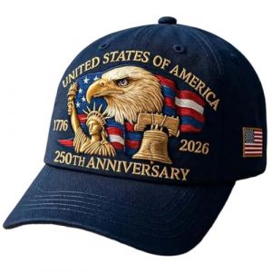 Stakee Casquette Eagle & Liberty, Casquette Patriotique Am&eacute;ricaine du 250e Anniversaire, Ajustable, avec Aigle &Agrave; T&ecirc;te Blanche Imprim&eacute;, pour Hommes Femmes. (Yuchen Shishop, neuf)