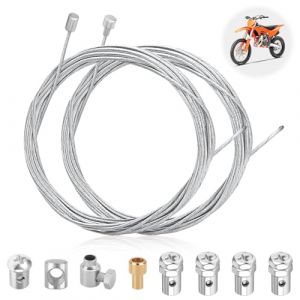 2 Pack C&acirc;ble de Gaz Acc&eacute;l&eacute;rateur 2m Universel Moto Tondeuse C&acirc;ble d'Acc&eacute;l&eacute;rateur &Oslash;1.5mm & &Oslash;1.1mm avec 9 Nippels pour Cable Embrayage Moto Cable pour Moteur V&eacute;lo Scooter Tondeuse Quad (XiYuFeiHui, neuf)