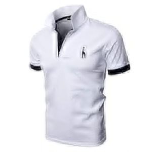 KUNJLELP Polo &agrave; Manches Courtes pour Hommes Broderie de la Girafe T-Shirt d'&eacute;t&eacute; Uniformes,A-Blanc,M (Chuanghui-EU, neuf)