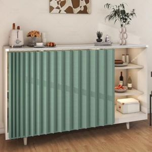 Rideaux D'armoire De Cuisine Courts Anti-poussière Imperméables Multifoncti - Pour Chaussures, Salle De Bain, Sous l'évier (W:130 x H:80cm, Vert) (qintaoyingmz, neuf)