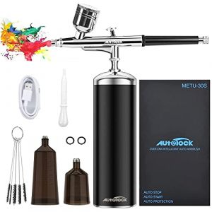 Autolock Kit aérographe 30PSI avec compresseur, kit aérographe portable kit aérographe rechargeable pour maquillage, décoration de gâteau, coloration, nail art, tatouage (xupinsai, neuf)