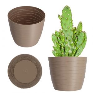 KADAX Pot de fleurs en plastique, ⌀ 11 &ndash; 19 cm, 7 couleurs, pot de fleurs simple, pot de plantes moderne, protection robuste pour fleurs, pot rond (⌀ 11 cm, beige) (KADAX, neuf)