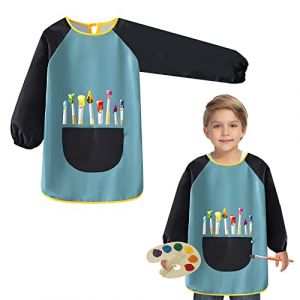 Blouse Peinture Enfant Imperméable, 8-12 Ans Tablier Peinture Enfant Tablier Artisanal Enfants, Tablier de Peinture Enfant Tablier Manches Longues Enfant pour Peinture (huahedianzi, neuf)