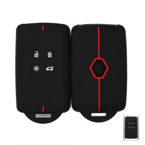 Coque Clé De Voiture pour Renault,Etui Carte Renault,Protège Clé Voiture,Compatible avec Renault Clio Megane Koleos Kadjar Kangoo Twingo Talisman Captur Espace Dacia Duster, Silicone TPU 4 Boutons (DanLanYi, neuf)