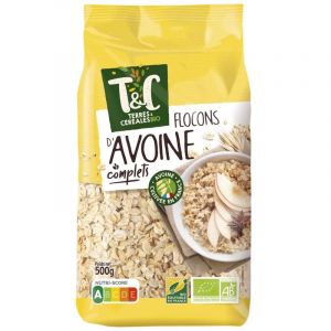 TERRES ET CÉRÉALES FLOCONS AVOINE BIO 500G, TERRES ET CEREALES, LOT DE 4 (IC-Boutique, neuf)