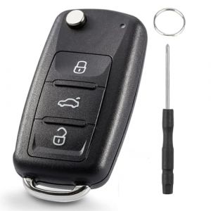Coque Cl&eacute; pour VW Golf MK6 UP Polo T5 Caddy EOS Jetta Transporter Touran Sharan Scirocco Passat Bettle Skoda Octavia Seat T&eacute;l&eacute;commande Cl&eacute; Bo&icirc;tier Clef de Remplacement de Voiture-3 Boutons (CHENXISHANGMAO, neuf)