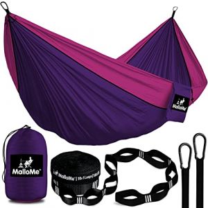 MalloMe Hamac Ext&eacute;rieur Suspendu - Double 2 Places & 1 Personne - Pour Adultes & Enfants - Portable Pour Camping - Hammock (MalloMe Europe, neuf)