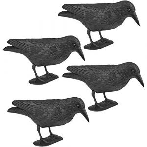 WELLGRO Effaroucheurs d'oiseaux - Corbeau Assis - Plastique, Noir,Lot de 4 (Shopping-Star24, neuf)