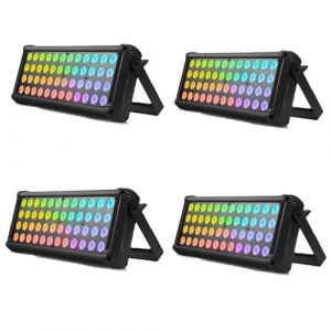 Lumière Wall Washer 80W, 48 LED RGB 3 en 1 Barre Lumineuse DJ de Scène DMX 512 Lecture Automatique et Activation Sonore LED Lumière Stroboscopique pour Mariage Soirée Concert Disco DJ 4PCS (AINSLIEM LTD, neuf)