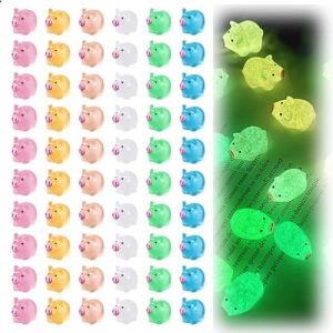 Goiern Lot de 60 mini figurines de cochon en r&eacute;sine phosphorescentes dans le noir pour jardin et maison de poup&eacute;e (Pewtty, neuf)