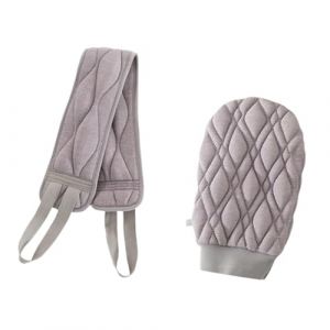FashionCha 2pcs Back Scurbber Wash Baignier de douche de bain serviettes exfoliantes pour les voyages à l'extérieur, Gris Clair (EthicalGlow, neuf)