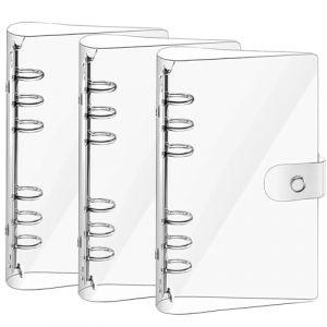 Hinapan Lot de 3 classeurs A6 en PVC souple transparent, rechargeables, &eacute;tanches, 6 anneaux avec fermeture &agrave; clip, pour bureau, &eacute;cole, classeur (PTDZ-EU, neuf)