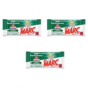 St Marc lot de 3 Sachets de 30 lingettes Extra larges = 60 normales Compostables Anti-Bactériennes (Stock Bureau Maison Bien-être, neuf)