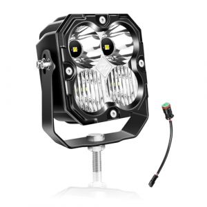 Willpower 1pc Carr&eacute; Phare de Travail LED 4.3'' 30W 2500LM, Feux Antibrouillard LED pour 4x4 Voiture Camion Tracteur Bateau Offroad Vehicule, 6000K Blanc, IP67 (YZ-EU, neuf)